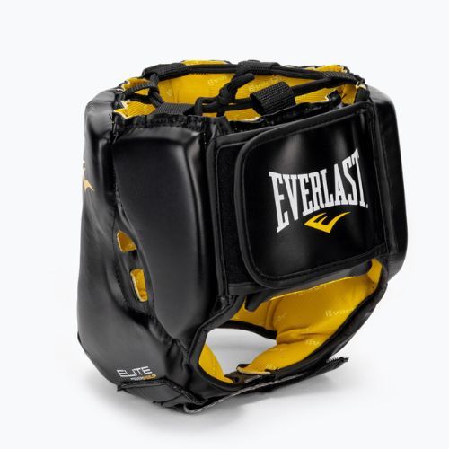 Everlast Elite Lea Headgear vyrų bokso šalmas juodas EV 720