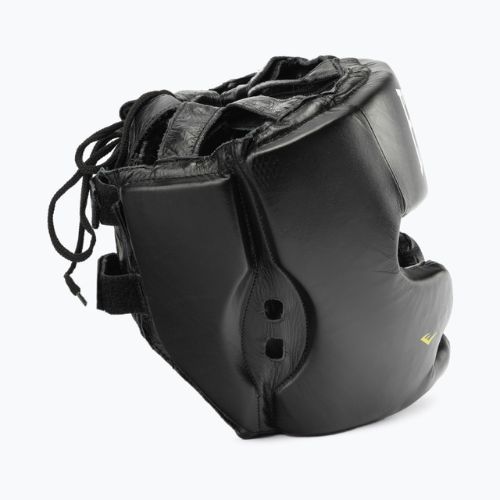 Vyriškas Everlast odinis bokso šalmas su skruostų ir smakro apsauga Juodas 350 BLK - S/M