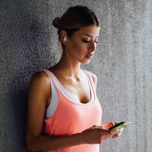 JBL Reflect Mini NC belaidės ausinės į ausis baltos spalvos JBLREFLMININCWHT