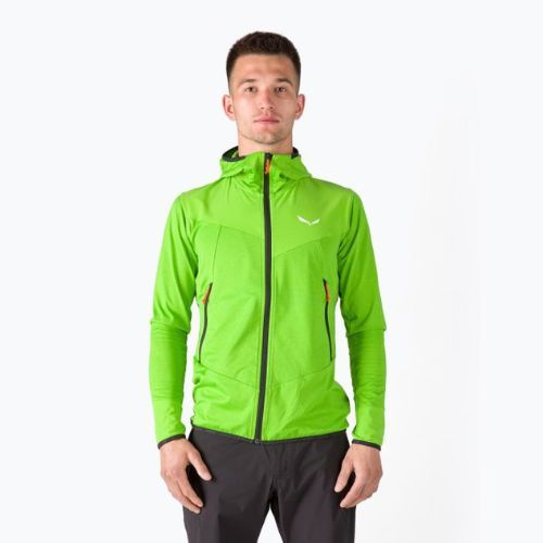 Salewa vyriškas vilnonis džemperis Agner Hybrid PL/DST FZ Hoody žalias 00-0000027371