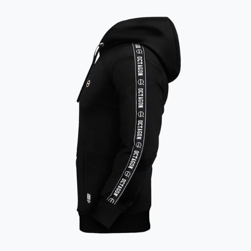 Vyriškas aštuonkampio formos dryžuotas kapišonas su gobtuvu juodas