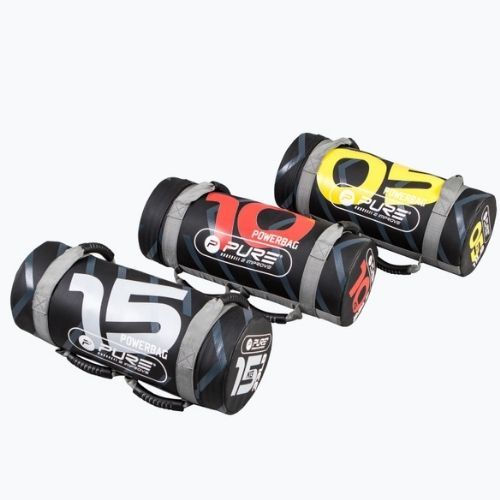 Pure2Improve Power Bag 5 kg treniruočių krepšys juodai geltonos spalvos P2I201710