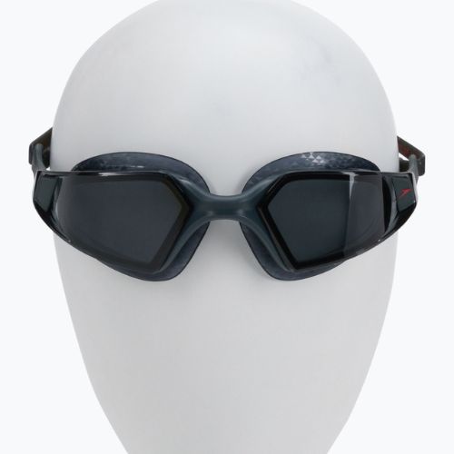 Speedo Aquapulse Pro oxid pilki/fenikso raudoni/dūmų spalvos plaukimo akiniai 68-12264D640