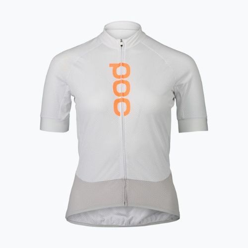 Moteriški dviračių marškinėliai POC Essential Road Logo hydrogen white/granite grey