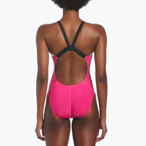 Moteriškas vientisas maudymosi kostiumėlis Nike Logo Tape Fastback pink NESSB130-672