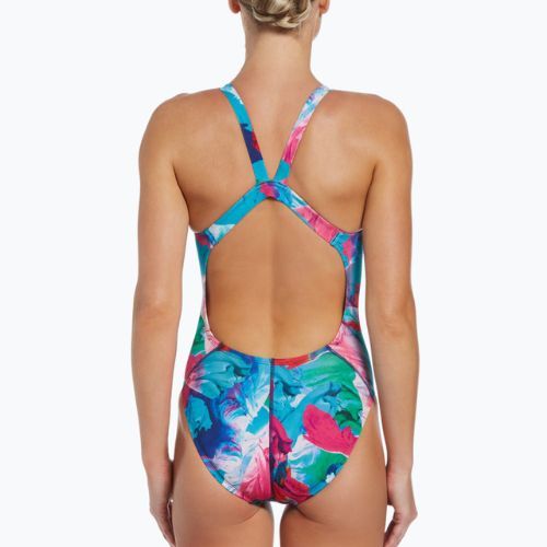 Moteriškas vientisas maudymosi kostiumėlis Nike Multiple Print Fastback purpurinės spalvos NESSC010-593