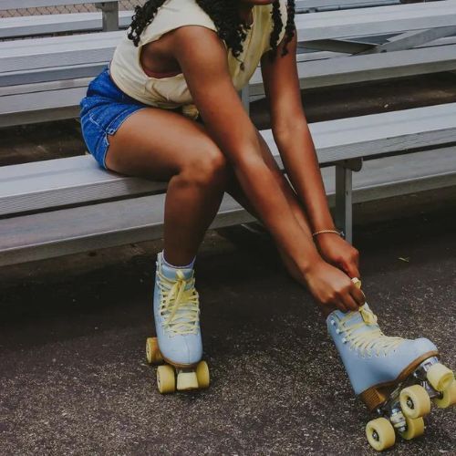 Moteriškos ratukinės pačiūžos IMPALA Quad Skate sky blue yellow