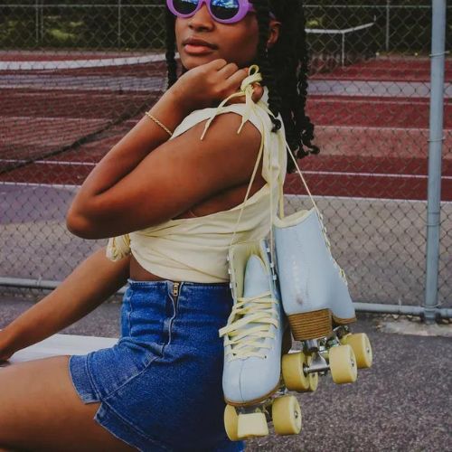 Moteriškos ratukinės pačiūžos IMPALA Quad Skate sky blue yellow