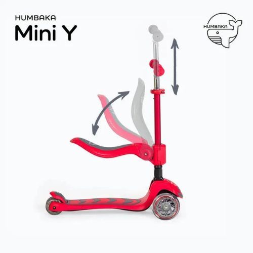 HUMBAKA Mini Y vaikiškas triratis paspirtukas HBK-S6Y raudonos spalvos