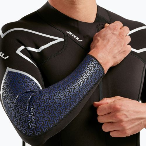 Vyriškas 2XU Swimrun 1 triatlono hidrokostiumas juodas/mėlynas su banglenčių raštu