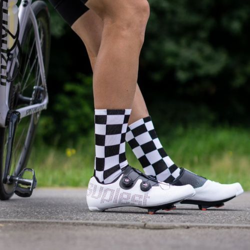Luxa Squares dviratininkų kojinės juoda ir balta LUHE21SSQS