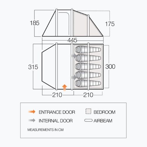 Vango Skye II Air 500 5 asmenų kempingo palapinė žalia TEQSKYEAIH09177