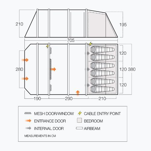 Vango Longleat II Air 800XL green TEQLONGAIH09TAS 8 asmenų kempingo palapinė