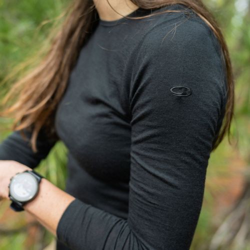 Moteriški termo megztiniai Icebreaker 200 Oasis Crewe black