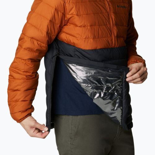 Columbia Powder Lite Anorak vyriška pūkinė striukė oranžinė ir juoda