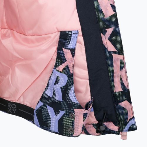 Vaikiška snieglenčių striukė ROXY Jet Ski su juodais saulės spindulių užrašais