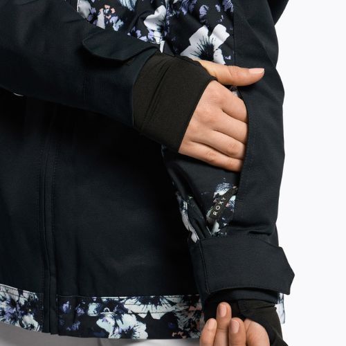 Moteriška snieglenčių striukė ROXY Presence Parka true black black flowers
