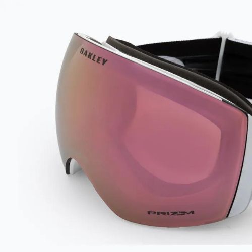 Oakley Flight Deck matinės baltos/prizm rožinio aukso iridžio slidinėjimo akiniai OO7050-C2