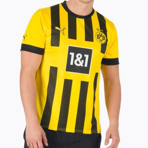 Vyriški futbolo marškinėliai PUMA Bvb Home Jersey Replica Sponsor yellow and black 765883 01