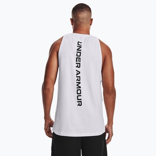Under Armour Baseline Cotton Tank 100 vyriški krepšinio marškinėliai balta ir juoda UAR-1361901100-100