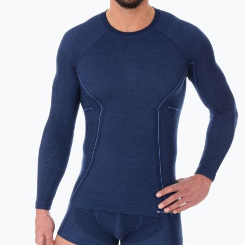 Vyriški Brubeck LS12820 Active vilnoniai termo megztiniai, tamsiai mėlynos spalvos