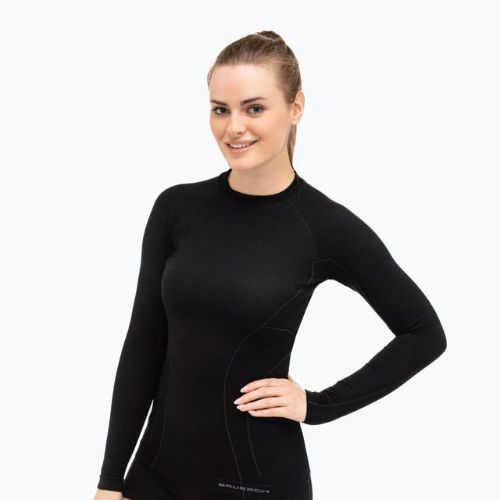 Moteriški termoaktyvūs marškinėliai Brubeck Active Wool juoda