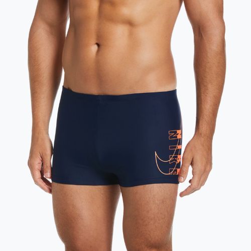 Vyriški Nike Reflect Logo Square Leg maudymosi bokseriai tamsiai mėlyni NESSC583-440