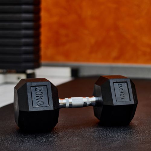 TREXO Hex HXD200 20 kg gumuoti hanteliai