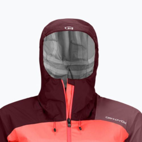 Moteriška ORTOVOX Westalpen 3L Šviesiai oranžinės ir bordo spalvos lietpaltis 7021200018