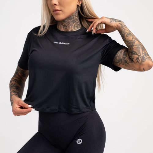 Moteriški treniruočių marškinėliai Gym Glamour Sport Black 424