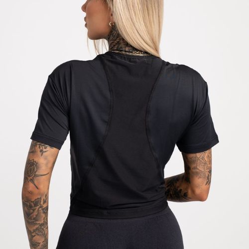 Moteriški treniruočių marškinėliai Gym Glamour Sport Black 424