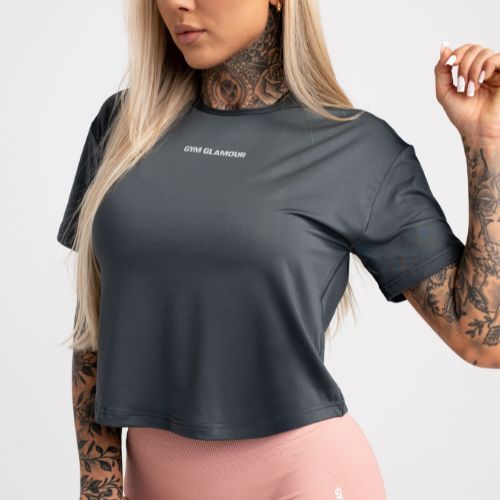Moteriški treniruočių marškinėliai Gym Glamour Sport Grey 425