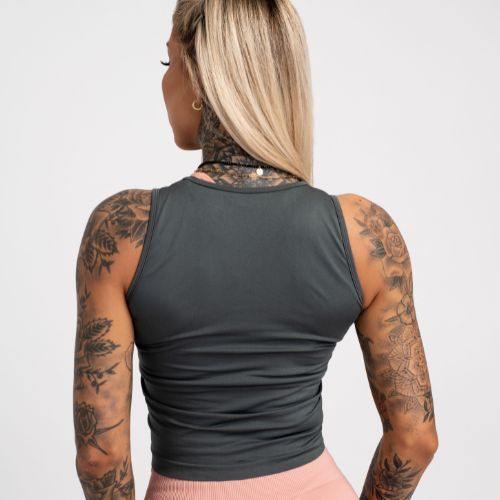 Gym Glamour moteriška vilkima treniruočių viršutinė dalis Silver Grey 449