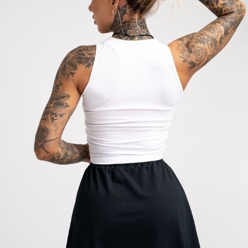 Moterų treniruočių viršutinė dalis Gym Glamour Pull-on White 446