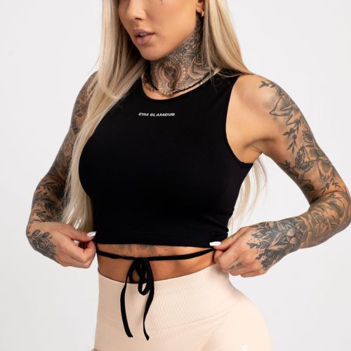 Moterų sporto salė Glamour Tiered Training Top Black 440