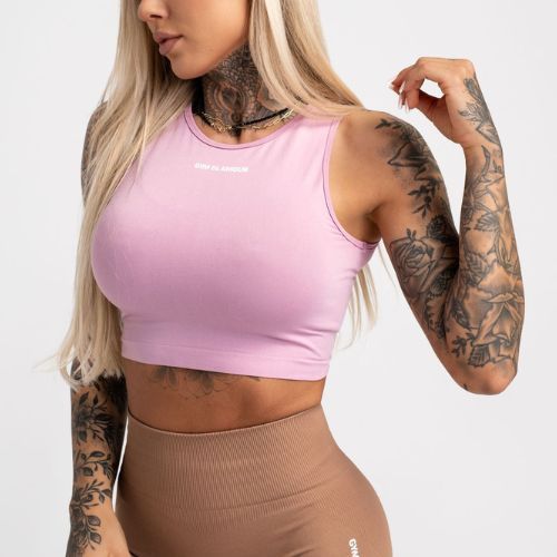 Moterų treniruočių viršutinė dalis Gym Glamour Tied Pink 442