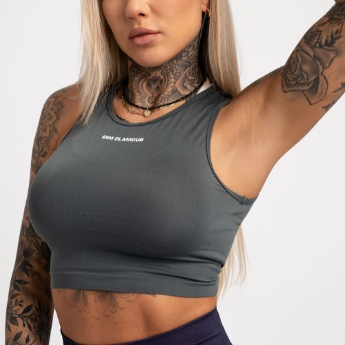 Moterų treniruočių viršutinė dalis Gym Glamour Tied Silver Grey Grey 444