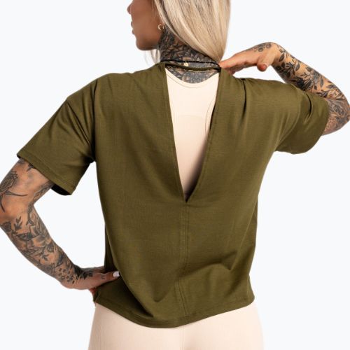 Moteriški treniruočių marškinėliai Gym Glamour V Khaki 423