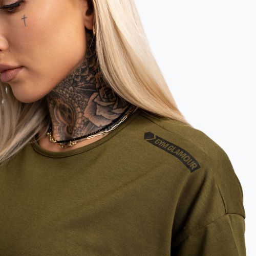 Moteriški treniruočių marškinėliai Gym Glamour V Khaki 423