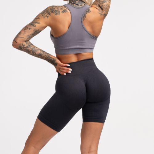 Moteriški treniruočių šortai Gym Glamour Flexible Anthracite 435