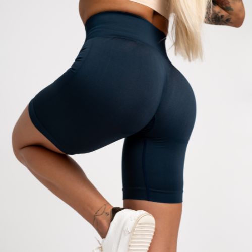 Moteriški treniruočių šortai Gym Glamour Flexible Dark Sea 437