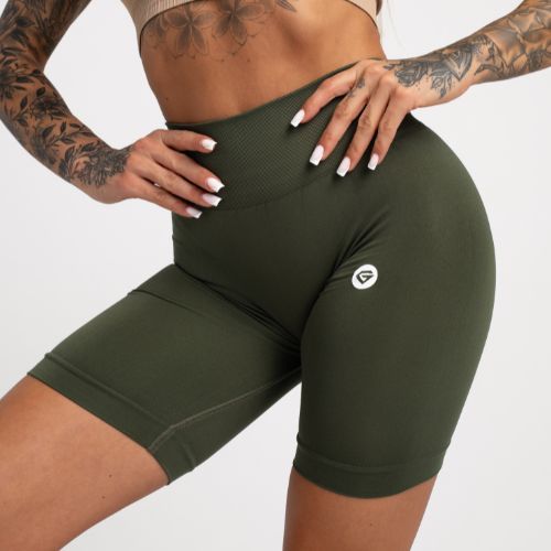 Moteriški treniruočių šortai Gym Glamour Flexible Khaki 436