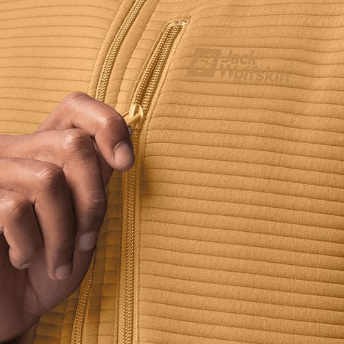 Vyriški džemperiai Jack Wolfskin Modesto Trekking su gobtuvu geltonos spalvos 1706493