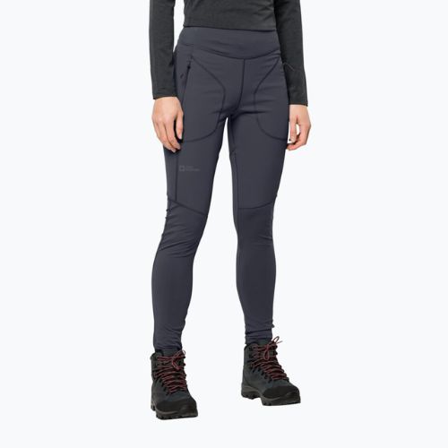 Moteriškos trekingo pėdkelnės Jack Wolfskin Salmaser Tights pilkos 1507781