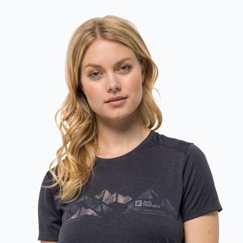 Moteriški trekingo marškinėliai Jack Wolfskin Crosstrail Graphic grey 1807213