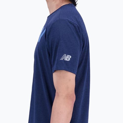 Vyriški marškinėliai New Balance Top Printed Impact Run SS tamsiai mėlyni MT21277NML