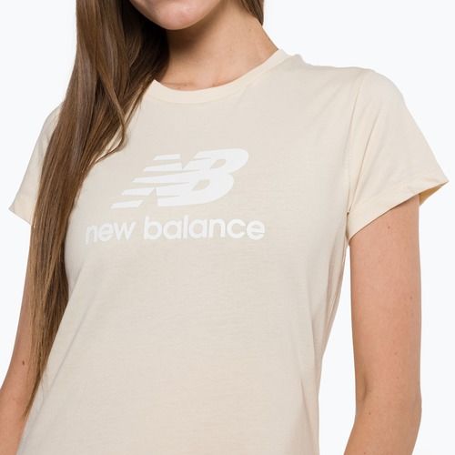 Moteriški marškinėliai New Balance Essentials Stacked Logo Co beige WT31546TCM