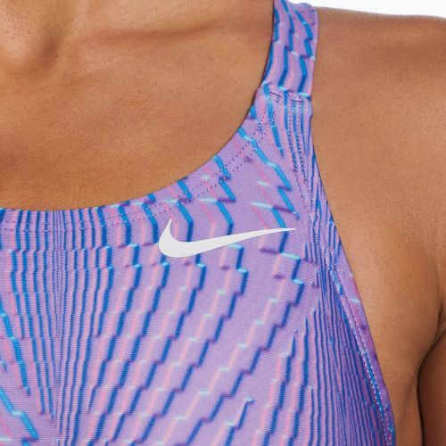 Nike Hydrastrong Multi Print Fastback moteriškas vientisas maudymosi kostiumėlis violetinės spalvos NESSD011-660