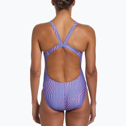 Nike Hydrastrong Multi Print Fastback moteriškas vientisas maudymosi kostiumėlis violetinės spalvos NESSD011-660