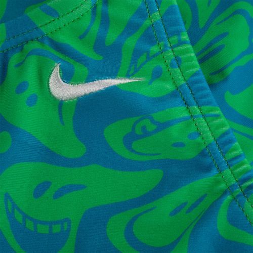 Nike Hydrastrong Multi Print Fastback vaikiškas vientisas maudymosi kostiumėlis žalias NESSD045-380